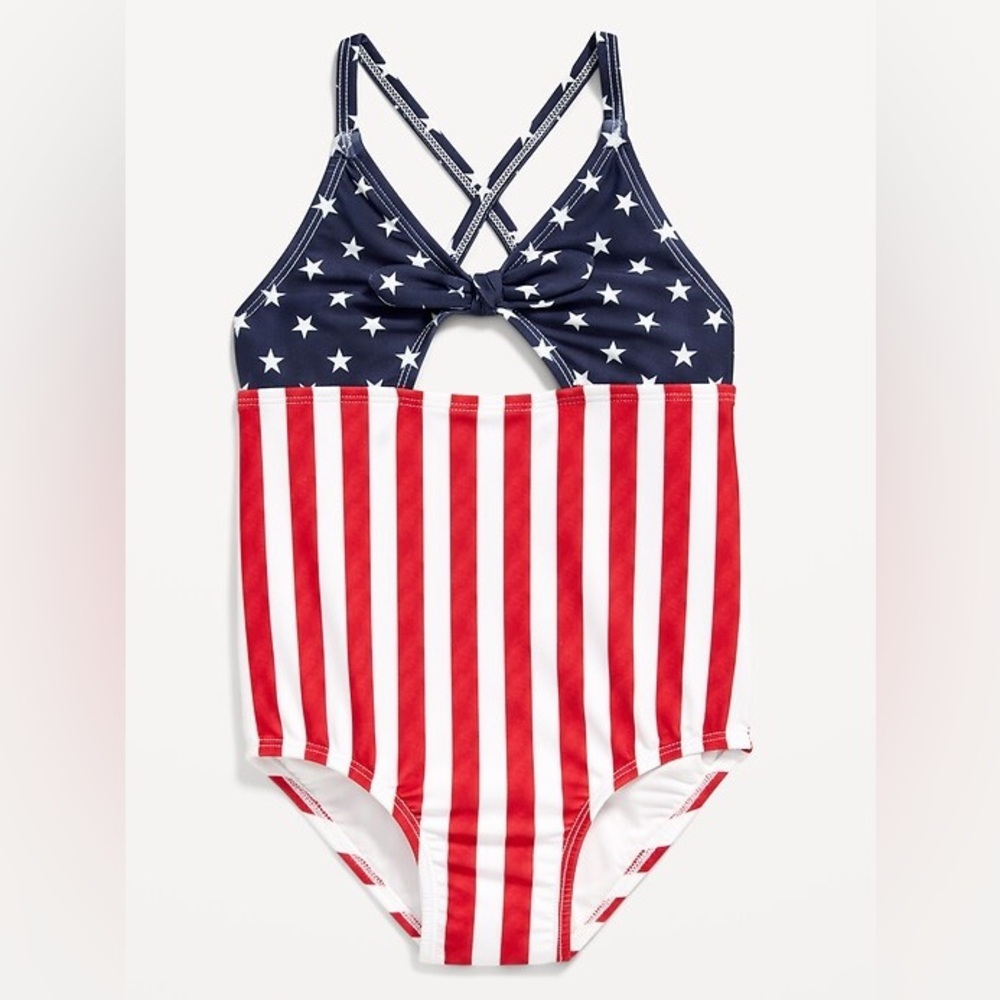 Old Navy Americana Red, White & Navy Star-Stripes One-Piece Swimsuit